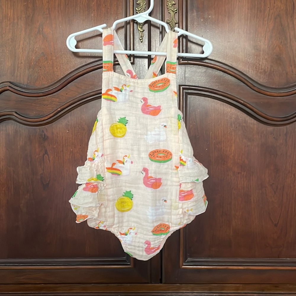 Angel Dear Baby Girl 18-24M Bubble Romper Ruffle Summer Print Flamingo Pineapple